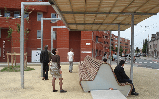 view on rooftop and bus stop at Malpertuus offered by Vlaamse Maatschappij voor Sociaal Wonen/Stad Gent