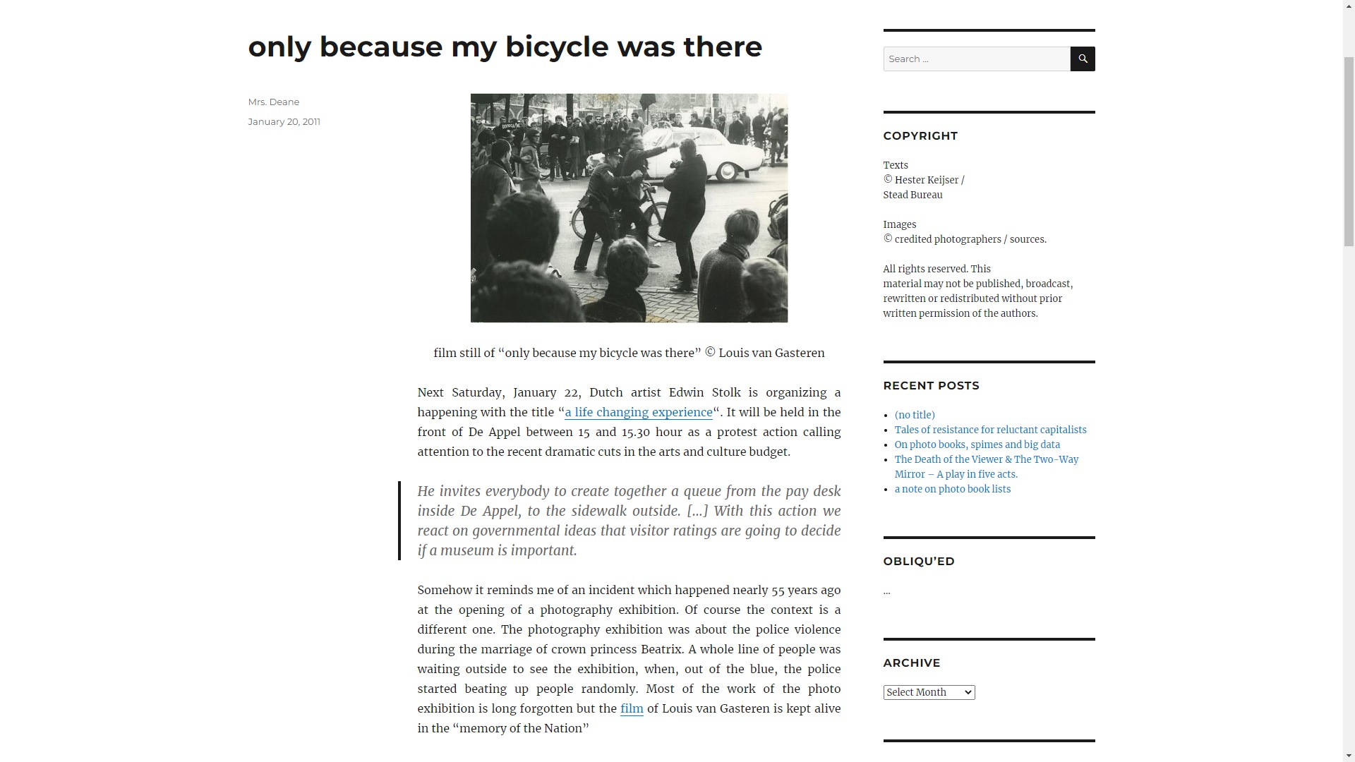 nly because my bicycle was there – written by Hester Keijser